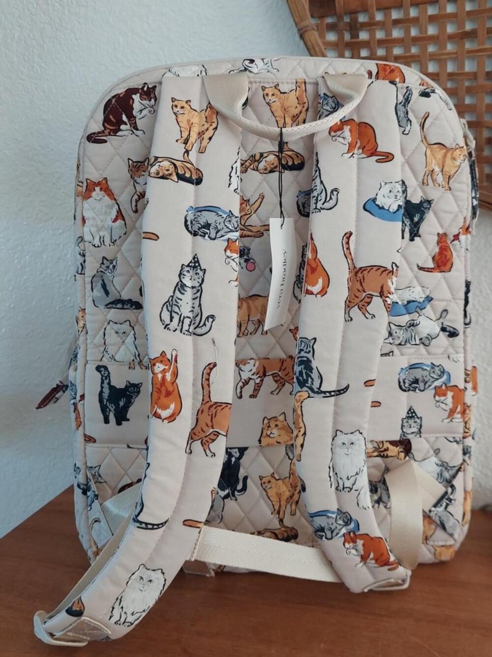 Vera Bradley A Cat's Life Essential Large Backpack Quilted Cotton NWT - Picture 3 of 7